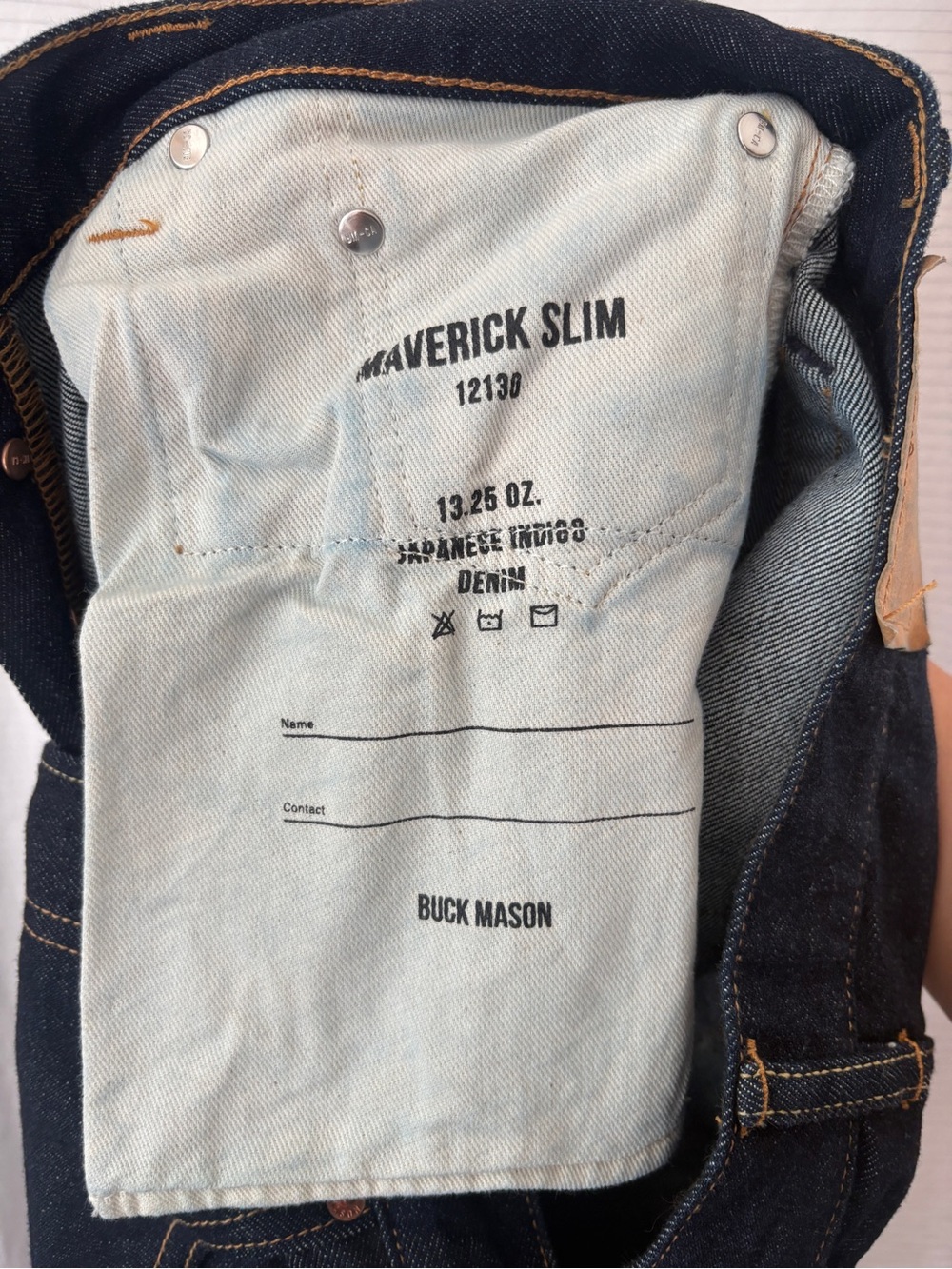 BUCK MASON RAW JAPANESE SELVEDGE FULL SADDLE JEAN 5 pockets Classic fit NEW - Picture 9 of 10